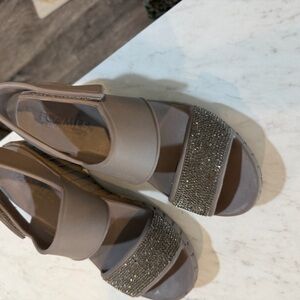 Skechers Taupe Sandals with Sparkling Accents